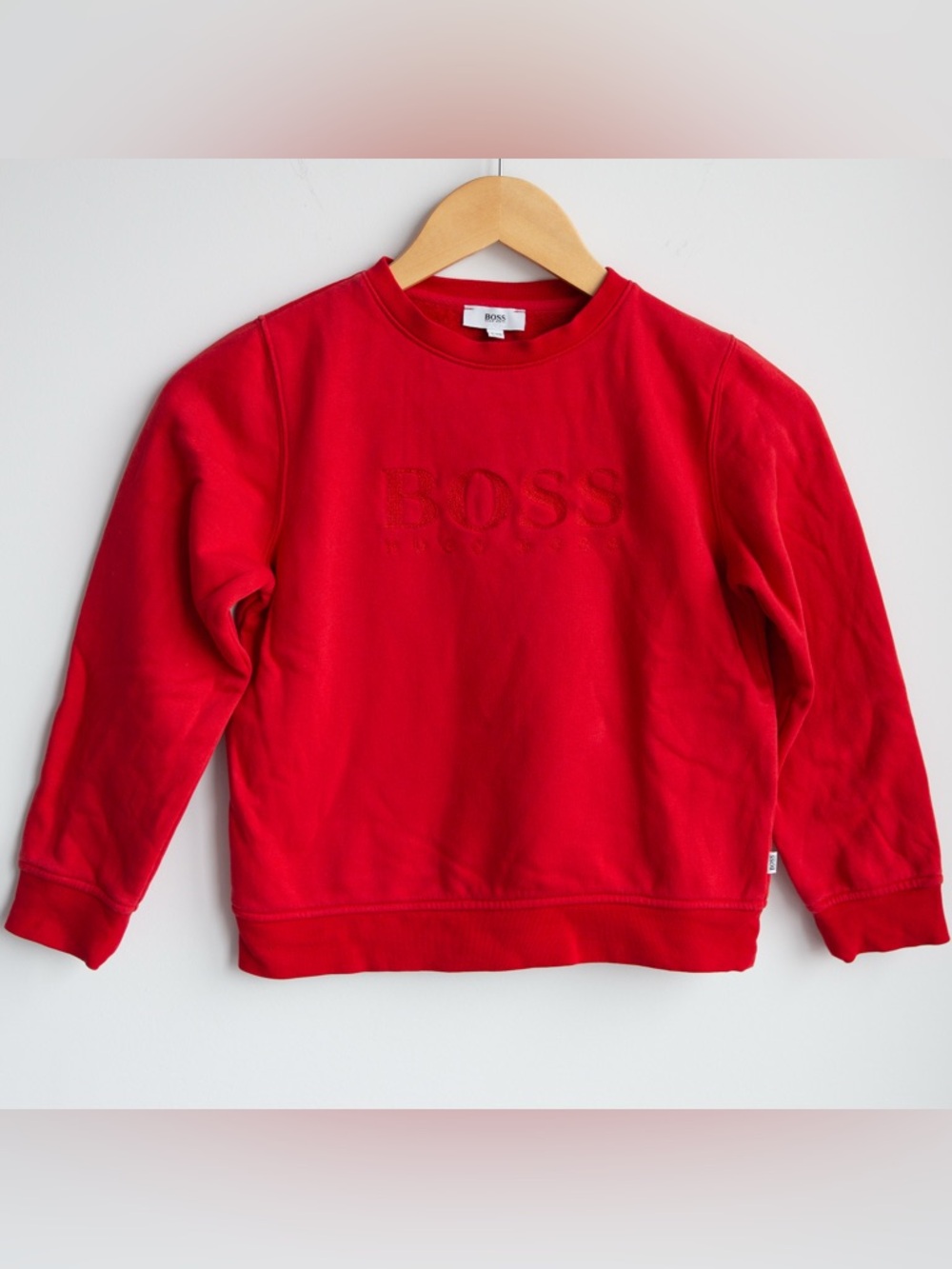 BOSS Hugo Boss Red Embroidered Logo Crewneck Sweatshirt Kids 8/126